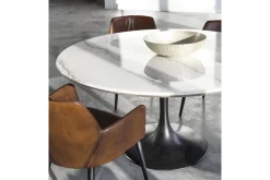 Aboah, Eettafel, Rond, Wit Marmer, 145 Cm