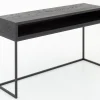Armand, Consoletafel, Zwart Eiken En Metaal