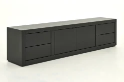 Bjorn, Tv-Meubel, Zwart, 2 Deuren, 4 Lades