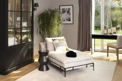Floria, Fauteuil, Natuurlijk Linnen En Zwart Metaal