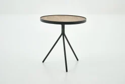 Madison, Bijzettafel, Eiken En Metaal, Rond, 45 Cm, Lichtbruin