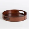 Manhattan, Dienblad, Bruin Leer, Rond