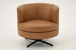 Marchetti, Fauteuil, Leer Cognoac, Draaibaar