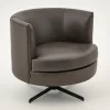 Marchetti, Fauteuil, Leer Zwart, Draaibaar