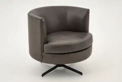 Marchetti, Fauteuil, Leer Zwart, Draaibaar