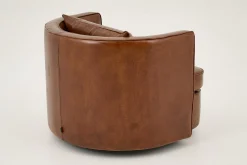 Nelia, Fauteuil, Leer Cognoac, Draaibaar