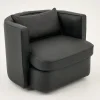 Nelia, Fauteuil, Leer Zwart, Draaibaar