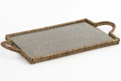 Togo, Dienblad, Rechthoekig, Met Glas, Riet