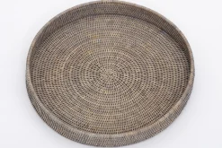 Togo, Dienblad, Rond, Riet, Grijs, 48Cm