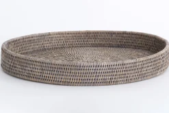 Togo, Dienblad, Rond, Riet, Grijs, 48Cm