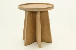 Zilver, Bijzettafel, Verweerd Eiken, Rond