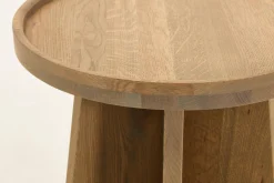 Zilver, Bijzettafel, Verweerd Eiken, Rond